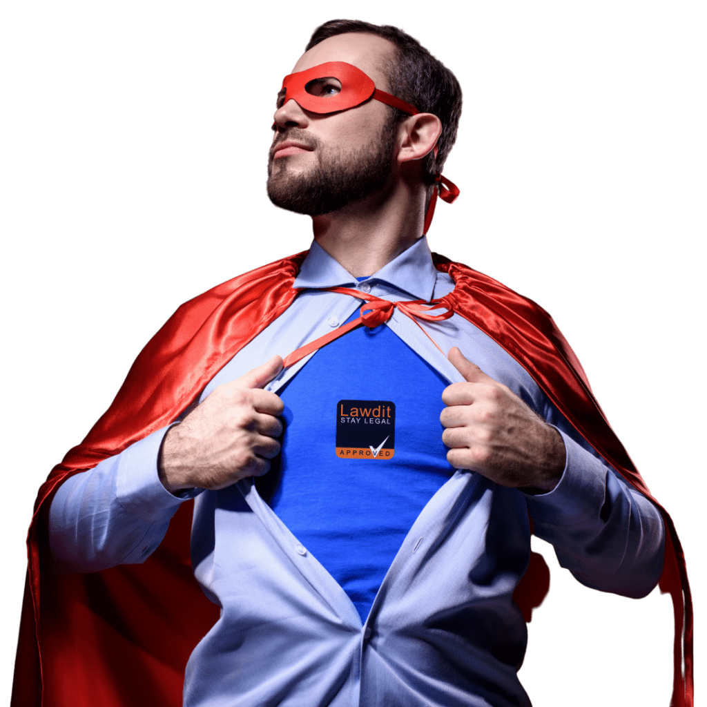 Solicitor dressed as a superhero